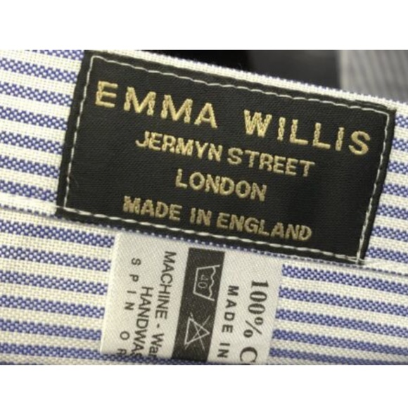 Emma Willis Men's Cotton Purple/White Striped Button Down Shirt sz 18/26 - Picture 3 of 3